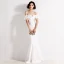 Chic / Beautiful Burgundy Evening Dresses  2020 Trumpet / Mermaid Off-The-Shoulder Beading Lace Flower Short Sleeve Backless Floor-Length / Long Formal Dresses