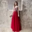 Charming Burgundy Evening Dresses  2020 A-Line / Princess V-Neck Sequins Sleeveless Backless Floor-Length / Long Formal Dresses