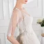 Chic / Beautiful Champagne Wedding Dresses 2018 Ball Gown Lace Appliques Pearl Scoop Neck Backless 1/2 Sleeves Floor-Length / Long Wedding