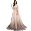 Fashion Blushing Pink Evening Dresses  2020 A-Line / Princess Off-The-Shoulder Beading Sequins Lace Flower Sleeveless Backless Sweep Train Formal Dresses
