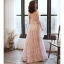 Charmant Rougissant Rose Robe De Soirée 2020 Princesse Encolure Dégagée Perlage Paillettes En Dentelle Fleur Manches Longues Dos Nu Longue Robe De Ceremonie