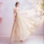 Charmant Doré Robe De Bal 2020 Princesse Encolure Dégagée Perlage Cristal Gland Paillettes Manches Courtes Dos Nu Longue Robe De Ceremonie