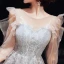 Classy Grey Homecoming Graduation Dresses 2020 A-Line / Princess Scoop Neck Lace Flower 1/2 Sleeves Backless Tea-length Formal Dresses