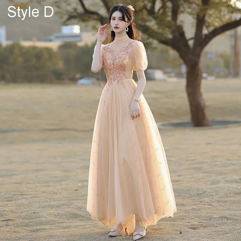 white christmas dresses Peach Satin Split Bridesmaid Dresses Sequins Off The Shoulder – Lisposa main image 1
