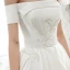 High End Ivory / Creme Satin Brautkleider / Hochzeitskleider 2020 A Linie Off Shoulder Perle Pailletten Kurze Ärmel Rückenfreies Kathedrale Schleppe