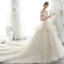 Luxury / Gorgeous Champagne Wedding Dresses 2020 A-Line / Princess Off-The-Shoulder Beading Rhinestone Sequins Lace Flower Sleeveless Backless Royal Train