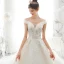 Luxury / Gorgeous Champagne Wedding Dresses 2020 Ball Gown Off-The-Shoulder Beading Rhinestone Sequins Lace Flower Appliques Sleeveless Backless Royal Train