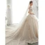 Luxury / Gorgeous High-end Champagne Wedding Dresses 2020 Ball Gown Beading Pearl Rhinestone Lace Flower Scoop Neck Short Sleeve Backless Royal Train