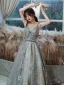 Charmant Robe De Soirée 2020 Princesse V-Cou Glitter Perlage Faux Diamant Paillettes Sans Manches Dos Nu Train De Balayage Robe De Ceremonie