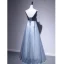Chic / Belle Bleu D'encre Robe De Soirée 2020 Princesse Daim Bretelles Spaghetti Sans Manches Dos Nu Longue Robe De Ceremonie