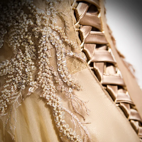 Élégant Champagne Robe De Bal 2021 Princesse Col Haut Perlage En Dentelle Paillettes Manches Courtes Dos Nu Longue Promo Robe De Ceremonie