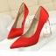 Chic / Beautiful Red Casual Satin Pumps 2020 10 cm Crystal Thick Heels Pointed Toe Pumps