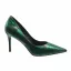 Classy Dark Green Rave Club Leather Pumps 2020 Snakeskin Print 7 cm Stiletto Heels Pointed Toe Pumps