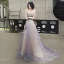 Charmant Violet Glitter Robe De Soirée 2020 Princesse De l'épaule Perlage En Dentelle Fleur Manches Courtes Dos Nu Train De Balayage Robe De Ceremonie