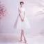 Simple Blanche Robe De Mariée Princesse 2020 Bouton recouvert Encolure Dégagée Perlage Sans Manches Mi-Longues