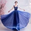 Elegant Ocean Blue Glitter Evening Dresses  2020 A-Line / Princess Spaghetti Straps Sleeveless Backless Floor-Length / Long Formal Dresses