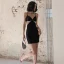 Sexy Noire Robe De Fete 2021 Bretelles Spaghetti Sans Manches Courte Dos Nu Cocktail Soirée Robe De Ceremonie