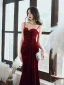 Mooie / Prachtige Bordeaux Suede Avondjurken 2020 Trompet / Zeemeermin Spaghettibandjes Rhinestone Mouwloos Ruglooze Lange Gelegenheid Jurken