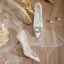 Schöne Ivory / Creme Spitze Strass Brautschuhe 2021 8 cm Stilettos Spitzschuh Hochzeit Pumps Hochhackige