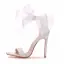 Abordable Blanche Chaussure De Mariée 2020 Noeud Bride Cheville 11 cm Talons Aiguilles Peep Toes / Bout Ouvert Mariage Talons