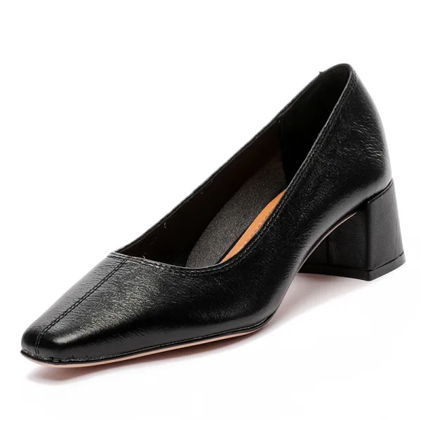 Enkla Aprikos / Beige Kontors OL Pumps 2020 5 cm Tjocka Klackar Fyrkantiga Tå Pumps