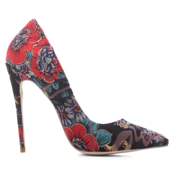 Chinese style Multi-Colors Prom Pumps 2020 Embroidered Flower 12 cm Stiletto Heels Pointed Toe Pumps