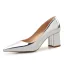 Chic / Beautiful Nude Office OL Pumps 2020 Patent Leather 6 cm Thick Heels Pointed Toe Pumps