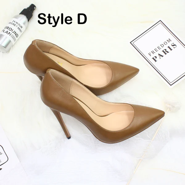 Enkel Hvit PU Gateklær Pumps 2020 12 cm Stiletthæler Spisse Pumps