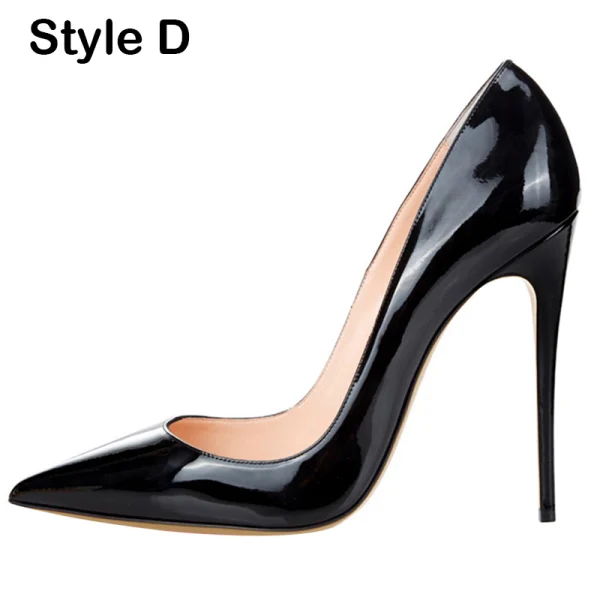 Eenvoudige Zwarte Kantoor OL Pumps 2020 Lakleer 12 cm Naaldhakken / Stiletto Spitse Neus Pumps