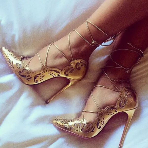 Chic / Beautiful Black Evening Party Womens Shoes 2020 X-Strap 12 cm Stiletto Heels Pointed Toe Heels