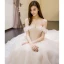 Schöne Champagner Brautkleider 2018 Ballkleid Perlenstickerei Pailletten Mit Spitze Off Shoulder Rückenfreies Ärmellos Königliche Schleppe Hochzeit