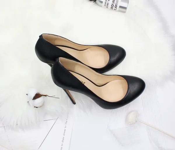 Modest / Simple Black Office Pumps 2020 12 cm Stiletto Heels Pointed Toe OL Pumps