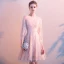 Fashion Blushing Pink Homecoming Tassel Graduation Dresses 2020 A-Line / Princess Scoop Neck Bow 3/4 Sleeve Short Formal Dresses