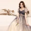 Elegant Navy Blue Glitter Prom Dresses 2021 A-Line / Princess Square Neckline Beading Crystal Short Sleeve Backless Floor-Length / Long Prom Formal Dresses