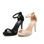 Schlicht Schwarz Freizeit Wildleder Sandalen Damen 2020 Knöchelriemen 10 cm Stilettos Peeptoes Sandaletten