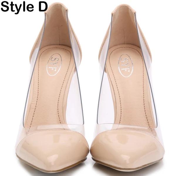 Transparent Red Evening Party Pumps 2020 10 cm Stiletto Heels Pointed Toe Pumps
