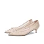 Chic / Beautiful Beige Casual Tulle Pumps 2020 Rivet 4 cm Stiletto Heels Low Heel Pointed Toe Pumps