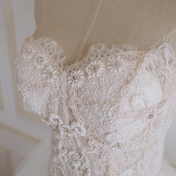 Chic / Beautiful White Wedding Dresses 2018 Ball Gown Lace Flower Beading Pearl Rhinestone Detachable Off-The-Shoulder Backless Sleeveless Floor-Length / Long Wedding
