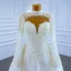 High-end Luxury / Gorgeous Ivory Handmade  Beading Pearl Sequins Wedding Dresses 2021 Trumpet / Mermaid High Neck Long Sleeve Court Train Wedding