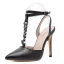 Abordable Mode Noire Désinvolte Sandales Femme 2020 T-Strap 12 cm Talons Aiguilles À Bout Pointu Sandales
