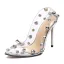 Transparent Silver Karnevalsklubb Pumps 2020 Nit Rhinestone 11 cm Stilettklackar Spetsiga Pumps