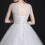Modest / Simple White Wedding Dresses 2018 Ball Gown Lace V-Neck Backless Sleeveless Court Train Wedding