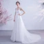 Abordable Blanche Robe De Mariée 2020 Princesse V-Cou Faux Diamant En Dentelle Fleur Appliques Sans Manches Dos Nu Tribunal Train