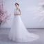 Abordable Blanche Robe De Mariée 2020 Princesse Encolure Dégagée En Dentelle Fleur Sans Manches Dos Nu Tribunal Train