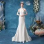 Affordable Ivory Wedding Dresses 2020 Trumpet / Mermaid Scoop Neck Lace Flower Sleeveless Backless Court Train
