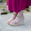 Etnisk Svarta Casual Broderade Fläta Sandaler Dam 2020 Läder 10 cm Kilklackar Peep Toe Sandaler