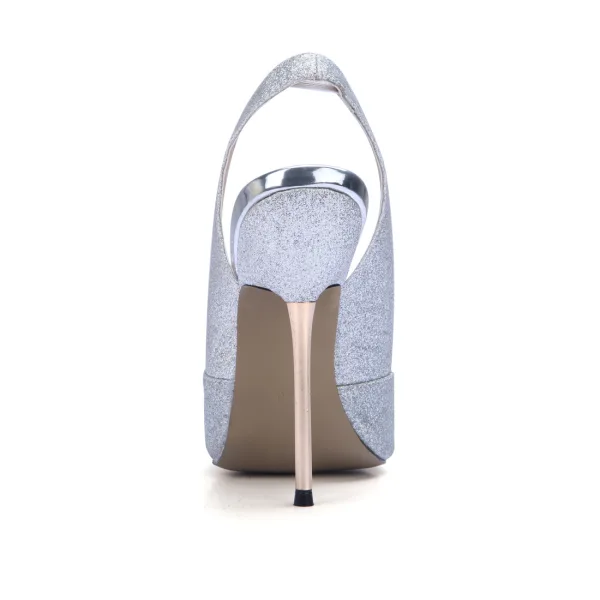 Uroczy Złote Cekiny Slingback Sandały Damskie 2020 11 cm Szpilki Peep Toe Sandały