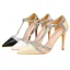 Fashion Nude Evening Party Womens Sandals 2020 Sequins T-Strap 11 cm Stiletto Heels Pointed Toe Sandals