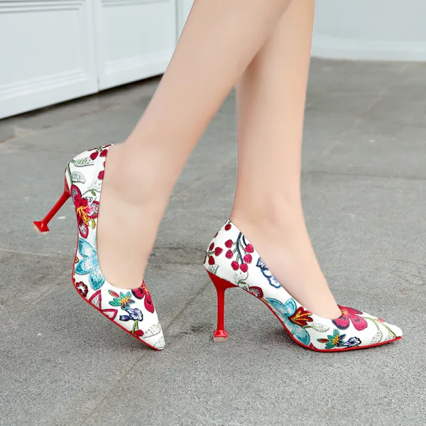 Fantaisie Noire Jardin / Extérieur Impression Escarpins 2020 9 cm Talons Aiguilles À Bout Pointu Escarpins