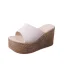 Abordable Vert Désinvolte Tresser Sandales Femme 2020 10 cm Compensées Peep Toes / Bout Ouvert Sandales